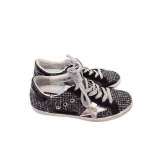Golden Goose Black and Silver Woven Sneakers